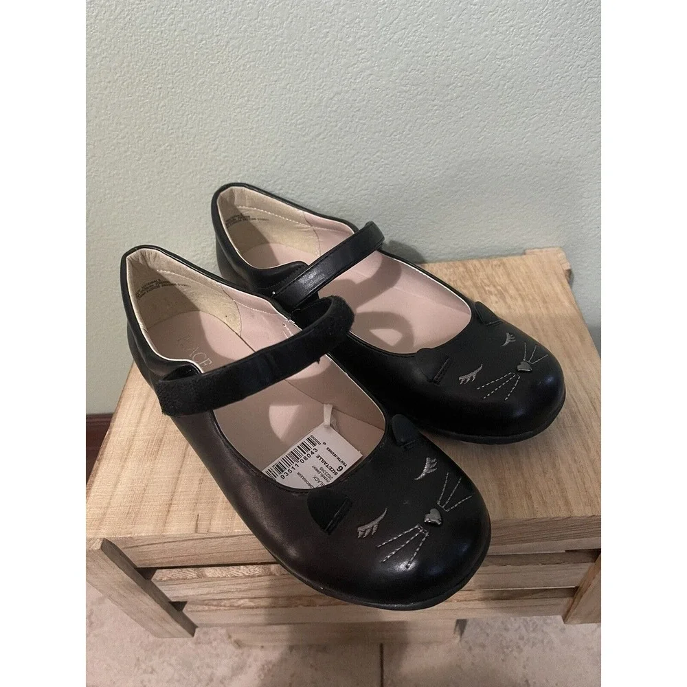 The Children's Place Girl's Closed Toe Black Cat Flats Shoes Mary Jane ~ Size 6